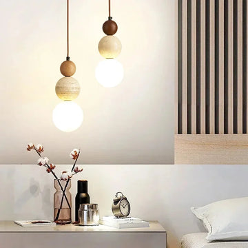 Rapidolight  Pendant Light | Natural Stone & Wood Bedside LED Lamp