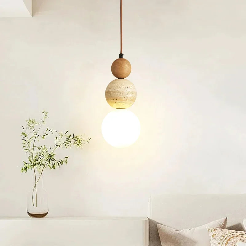 Rapidolight  Pendant Light | Natural Stone & Wood Bedside LED Lamp
